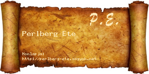 Perlberg Ete névjegykártya